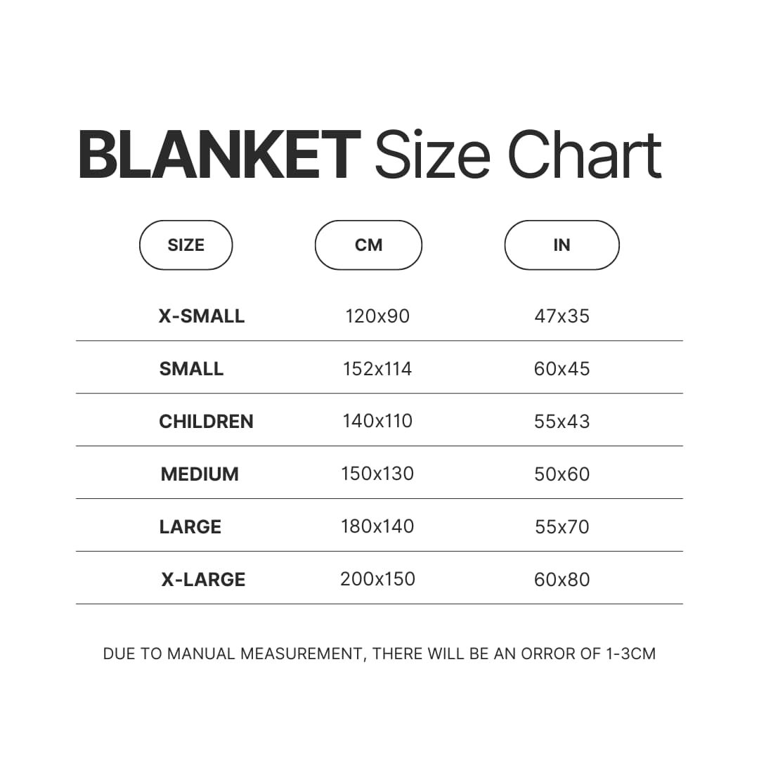 Blanket Size Chart - Ice Nine Kills Store