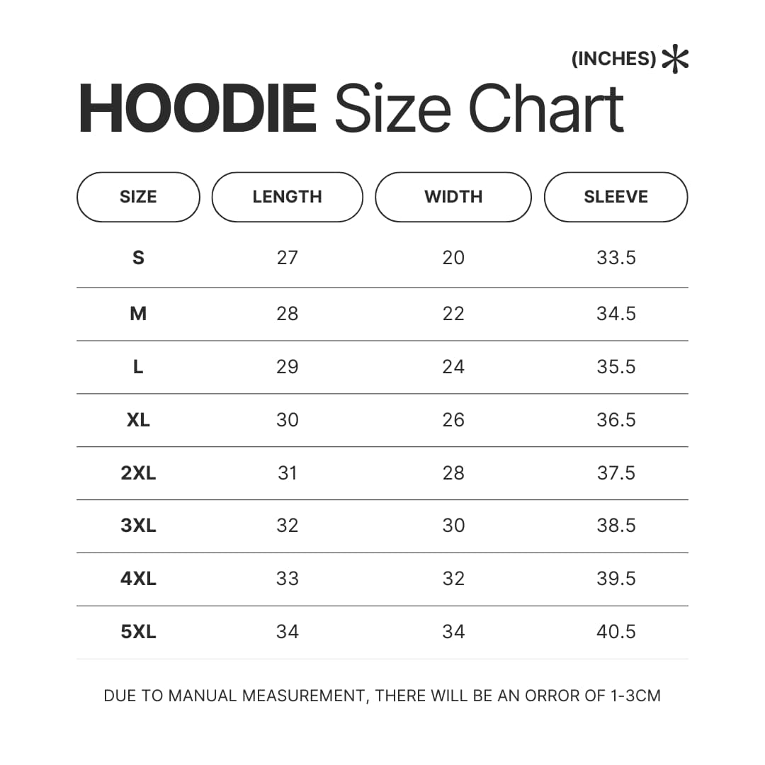 Hoodie Size Chart - Ice Nine Kills Store