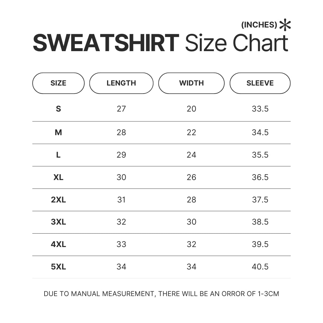 Sweatshirt Size Chart - Ice Nine Kills Store