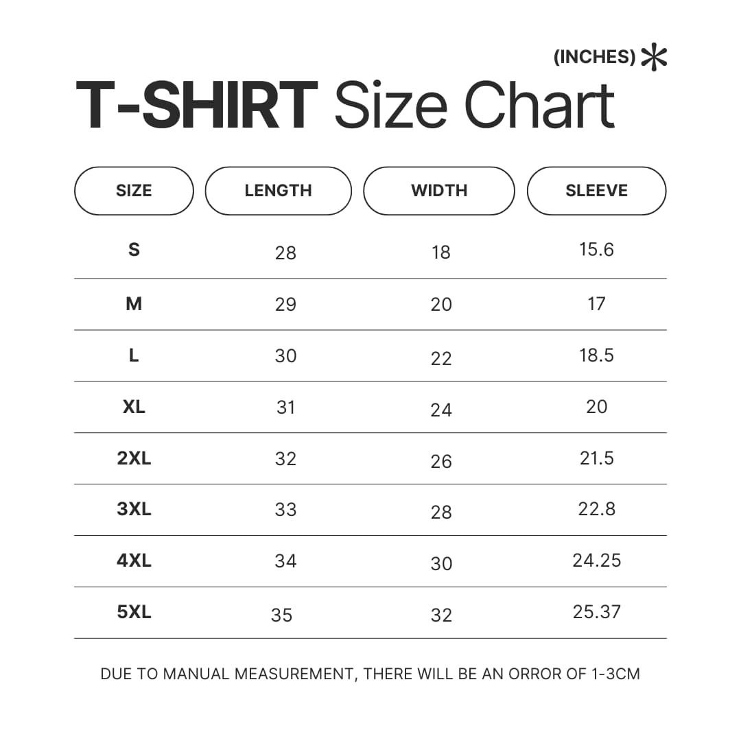 T shirt Size Chart - Ice Nine Kills Store