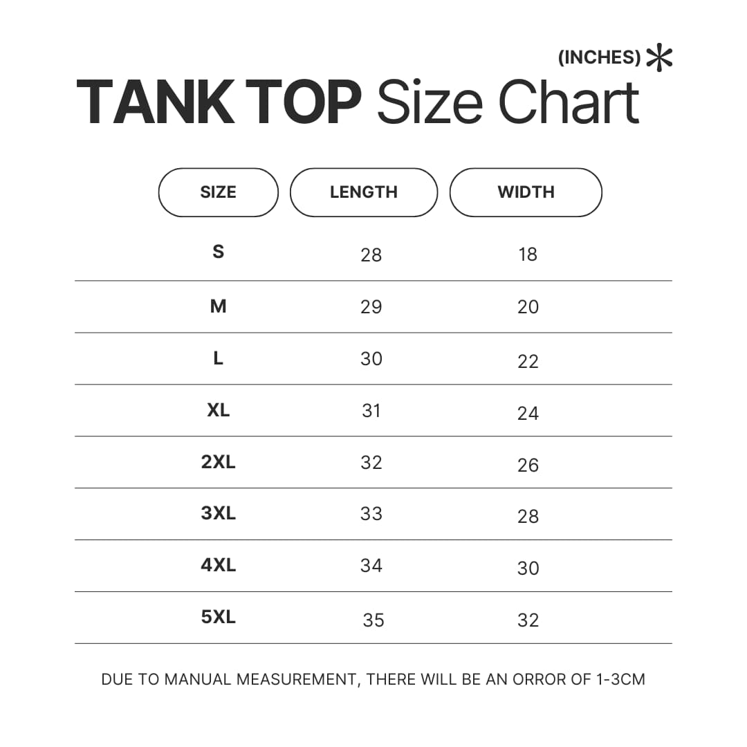 Tank Top Size Chart - Ice Nine Kills Store