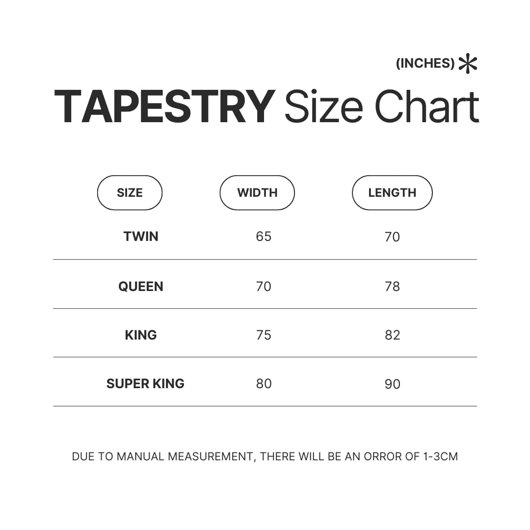 Tapestry Size Chart - Ice Nine Kills Store