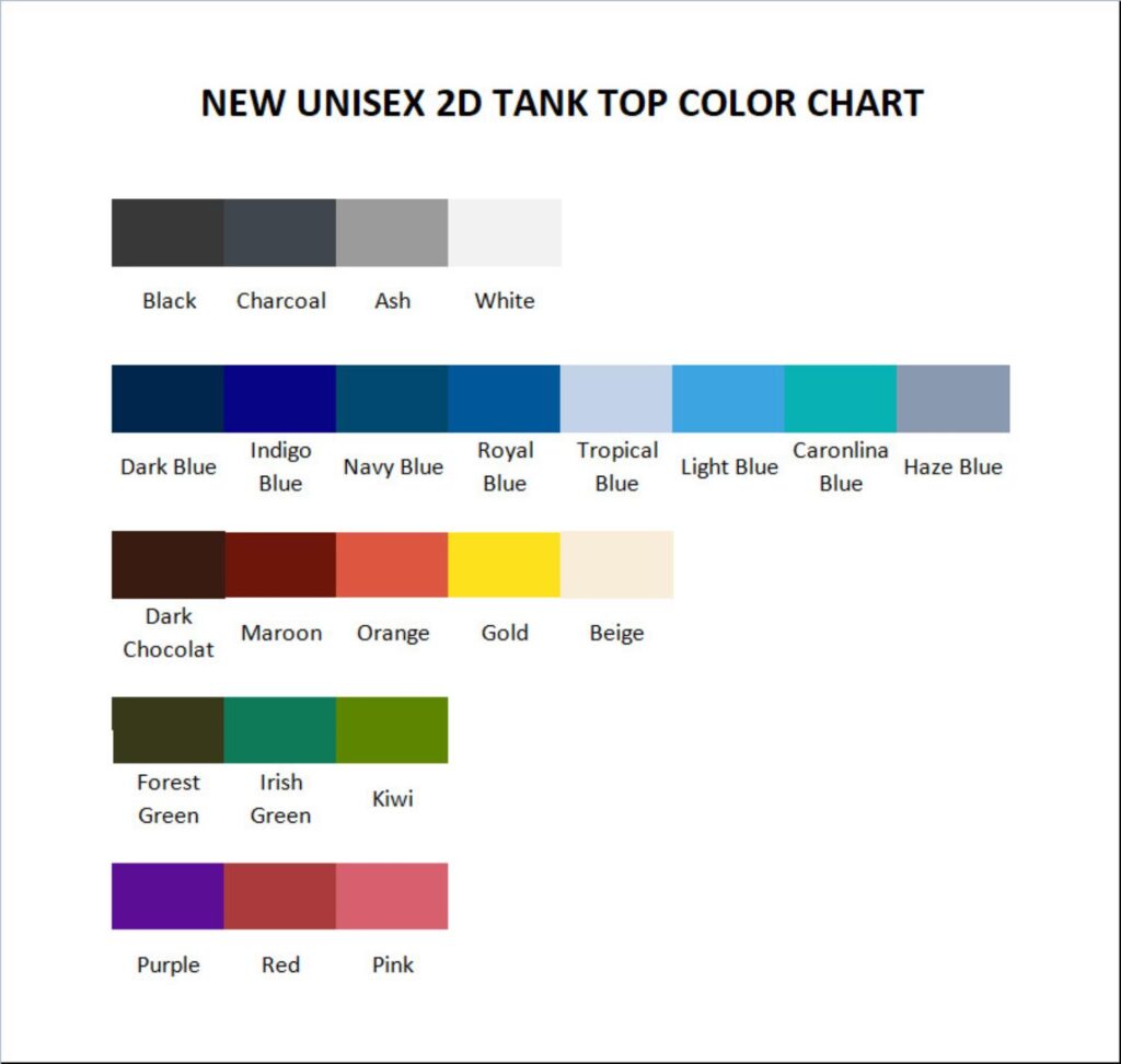 tank top color chart - Ice Nine Kills Store